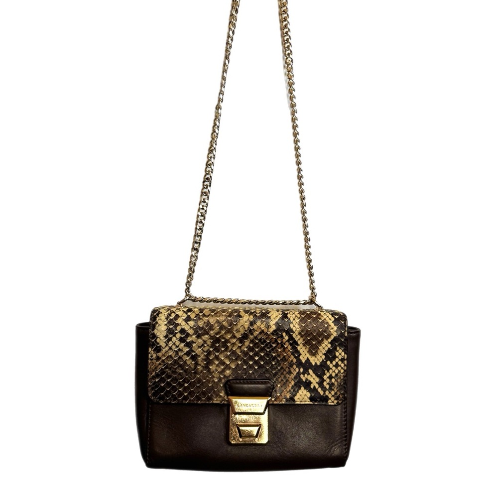 Vintage Lancaster Brown Leather Python Snakeskin … - image 5